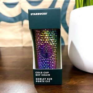 💜🖤 Starbucks 2023 Fall Rainbow Oil Slick Studded Keychain